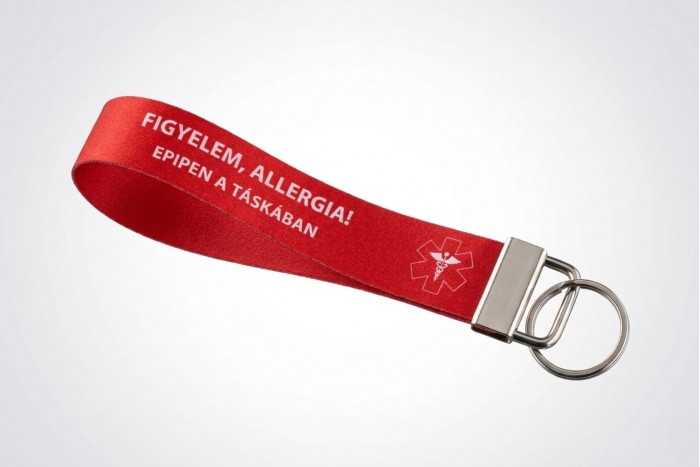 figyelem, allergia! – epipen a táskában jelölő piros kivitelben 2