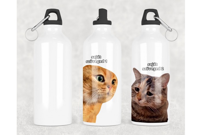 beszélgető macskák meme mintás kulacs karabinerrel - aluminium 2